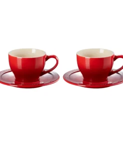 Conjunto 2 Canecas Espresso com Pires 200 ml Vermelho Le Creuset