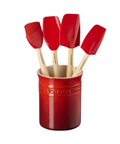 Conjunto 4 Espátulas Craft e Porta Utensílios Classic 1 Litro Vermelho Le Creuset