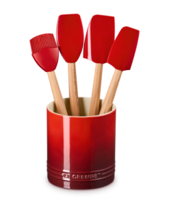 Conjunto 4 espátulas e Porta Utensílios 1,1L Vermelho Le Creuset